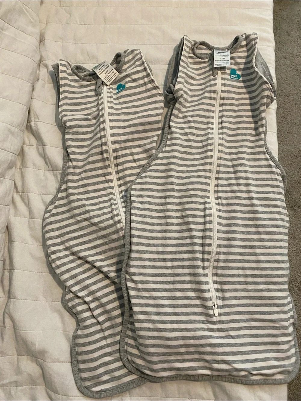 Love to dream 2 Gray and White Striped + Polka Dot One-Piece Set